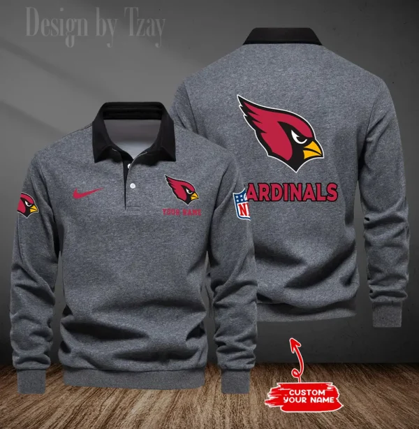 Arizona Cardinals Long Sleeve Men's Golf Polo Shirt SPTLSMGPS001 - Image 5