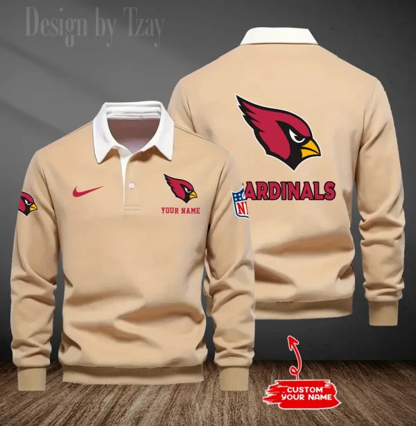Arizona Cardinals Long Sleeve Men's Golf Polo Shirt SPTLSMGPS001 - Image 6
