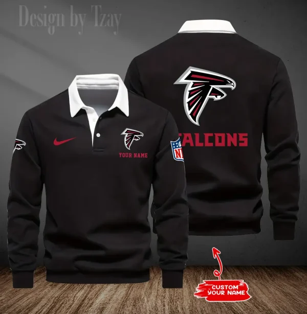 Atlanta Falcons Long Sleeve Men's Golf Polo Shirt SPTLSMGPS002 - Image 2