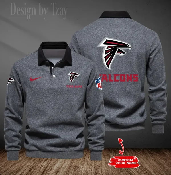 Atlanta Falcons Long Sleeve Men's Golf Polo Shirt SPTLSMGPS002 - Image 3