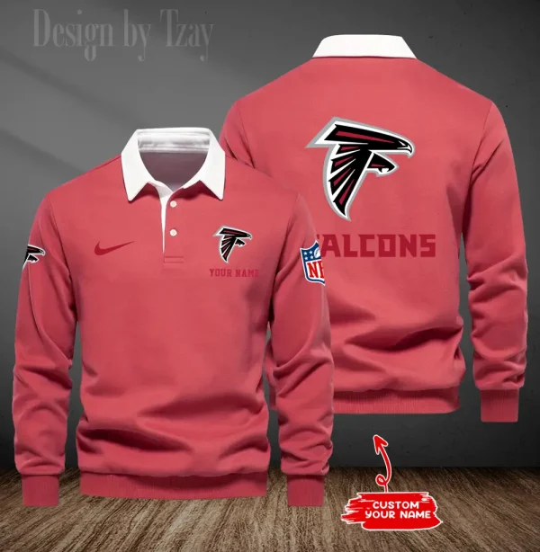 Atlanta Falcons Long Sleeve Men's Golf Polo Shirt SPTLSMGPS002 - Image 5