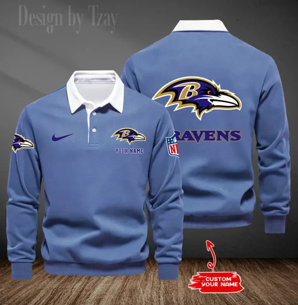 Baltimore Ravens Long Sleeve Men's Golf Polo Shirt SPTLSMGPS003