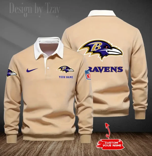 Baltimore Ravens Long Sleeve Men's Golf Polo Shirt SPTLSMGPS003 - Image 5