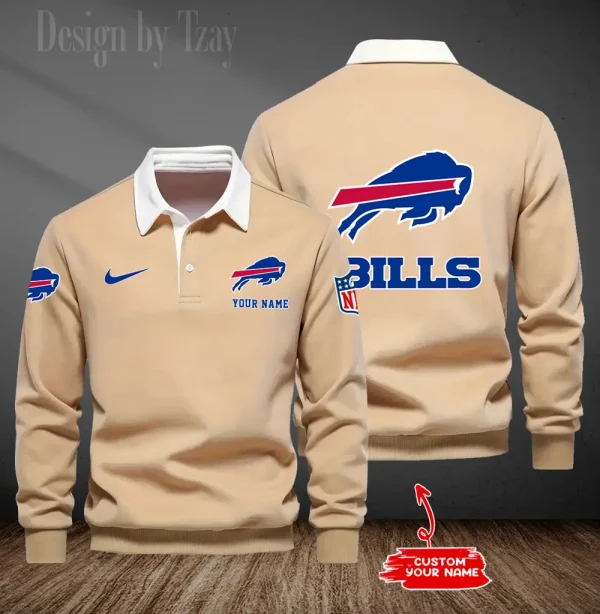 Buffalo Bills Long Sleeve Men's Golf Polo Shirt SPTLSMGPS004 - Image 2