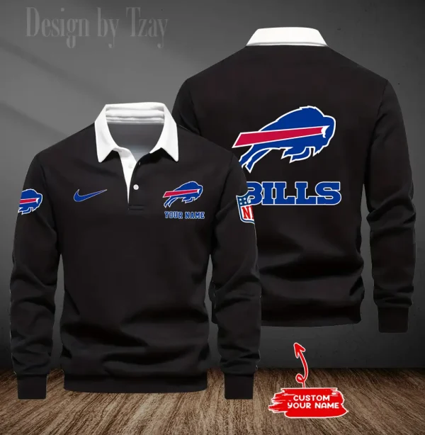 Buffalo Bills Long Sleeve Men's Golf Polo Shirt SPTLSMGPS004 - Image 6