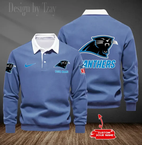 Carolina Panthers Long Sleeve Men's Golf Polo Shirt SPTLSMGPS005 - Image 3