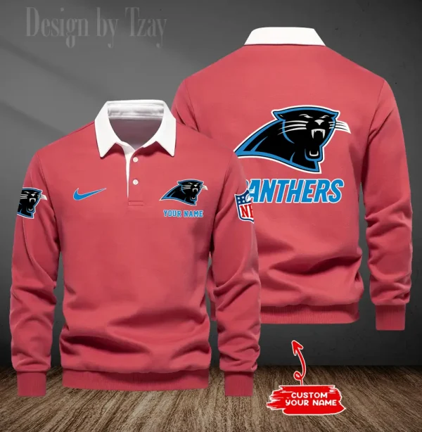 Carolina Panthers Long Sleeve Men's Golf Polo Shirt SPTLSMGPS005 - Image 4