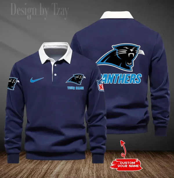Carolina Panthers Long Sleeve Men's Golf Polo Shirt SPTLSMGPS005