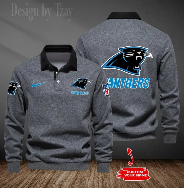 Carolina Panthers Long Sleeve Men's Golf Polo Shirt SPTLSMGPS005 - Image 6
