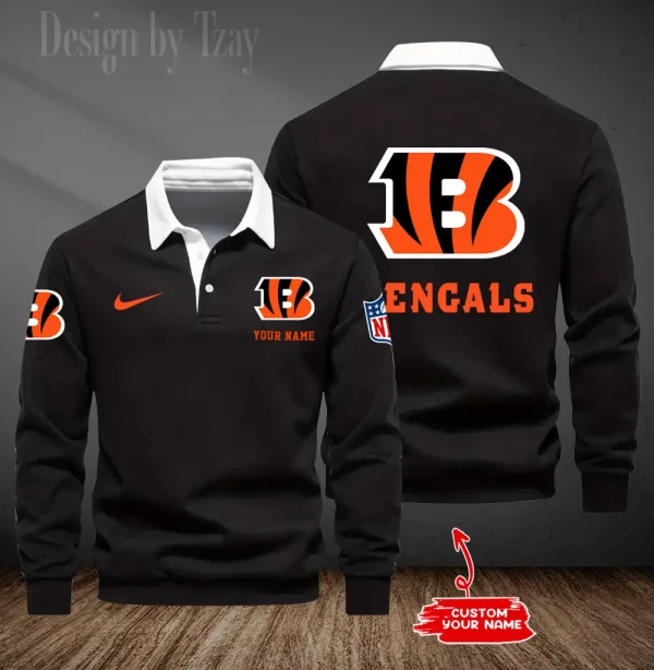 Cincinnati Bengals Long Sleeve Men's Golf Polo Shirt SPTLSMGPS007