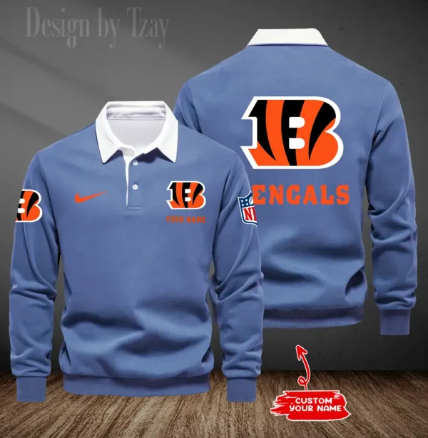 Cincinnati Bengals Long Sleeve Men's Golf Polo Shirt SPTLSMGPS007 - Image 2