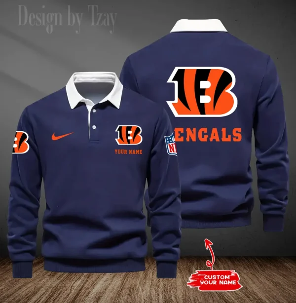 Cincinnati Bengals Long Sleeve Men's Golf Polo Shirt SPTLSMGPS007 - Image 3