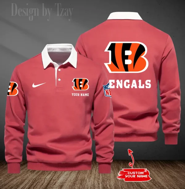 Cincinnati Bengals Long Sleeve Men's Golf Polo Shirt SPTLSMGPS007 - Image 4