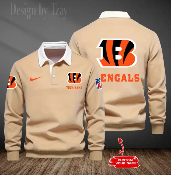 Cincinnati Bengals Long Sleeve Men's Golf Polo Shirt SPTLSMGPS007 - Image 6