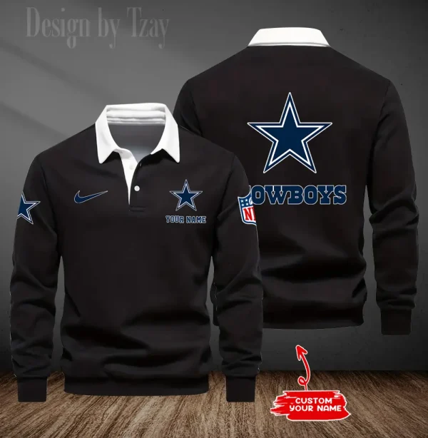 Dallas Cowboys Long Sleeve Men's Golf Polo Shirt SPTLSMGPS009