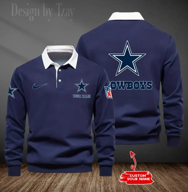 Dallas Cowboys Long Sleeve Men's Golf Polo Shirt SPTLSMGPS009 - Image 5