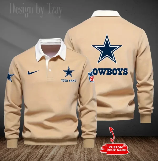 Dallas Cowboys Long Sleeve Men's Golf Polo Shirt SPTLSMGPS009 - Image 6