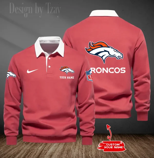 Denver Broncos Long Sleeve Men's Golf Polo Shirt SPTLSMGPS010