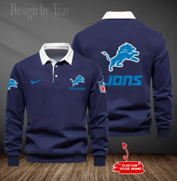 Detroit Lions Long Sleeve Men's Golf Polo Shirt SPTLSMGPS011 - Image 5