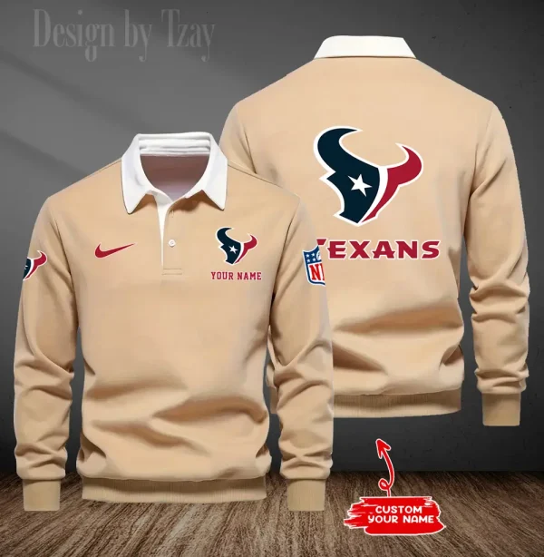 Houston Texans Long Sleeve Men's Golf Polo Shirt SPTLSMGPS013