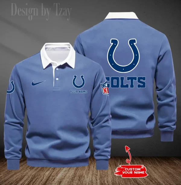 Indianapolis Colts Long Sleeve Men's Golf Polo Shirt SPTLSMGPS014