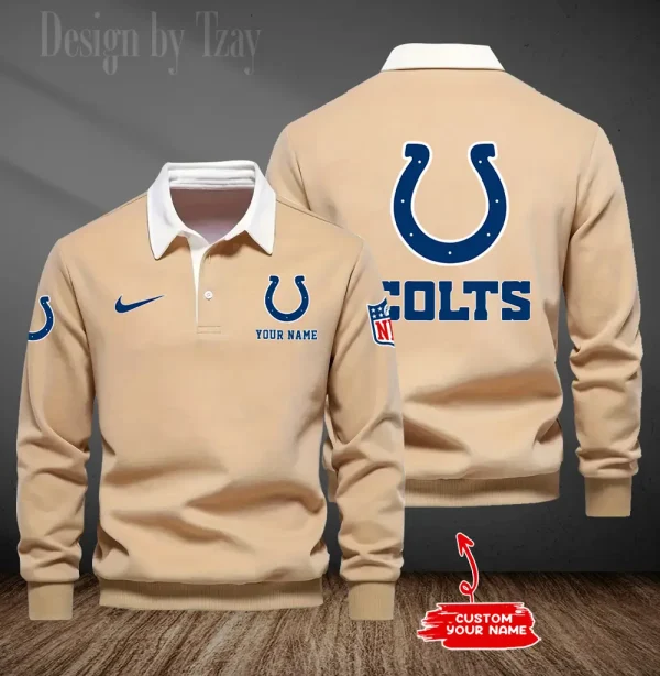 Indianapolis Colts Long Sleeve Men's Golf Polo Shirt SPTLSMGPS014 - Image 6