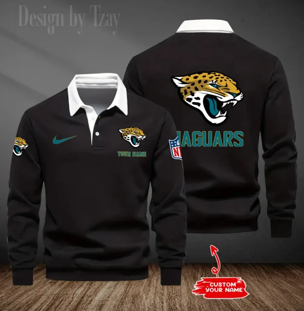 Jacksonville Jaguars Long Sleeve Men's Golf Polo Shirt SPTLSMGPS015 - Image 2