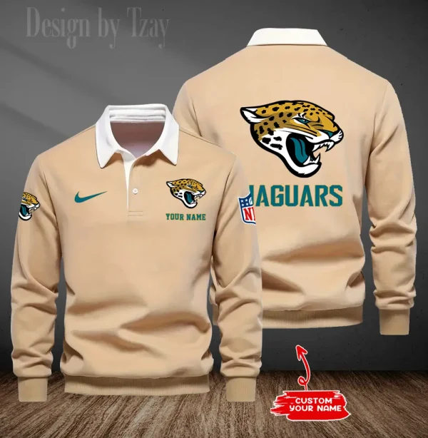 Jacksonville Jaguars Long Sleeve Men's Golf Polo Shirt SPTLSMGPS015 - Image 3