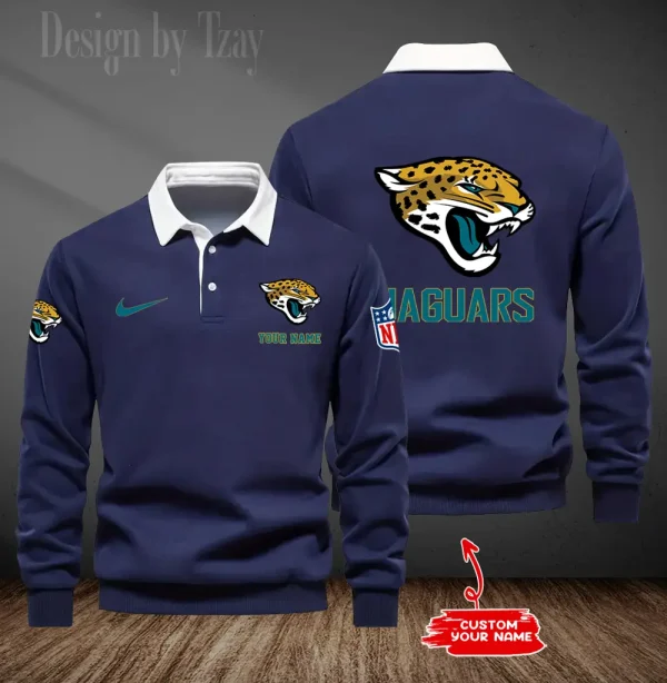 Jacksonville Jaguars Long Sleeve Men's Golf Polo Shirt SPTLSMGPS015 - Image 4