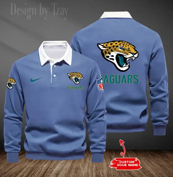 Jacksonville Jaguars Long Sleeve Men's Golf Polo Shirt SPTLSMGPS015 - Image 5