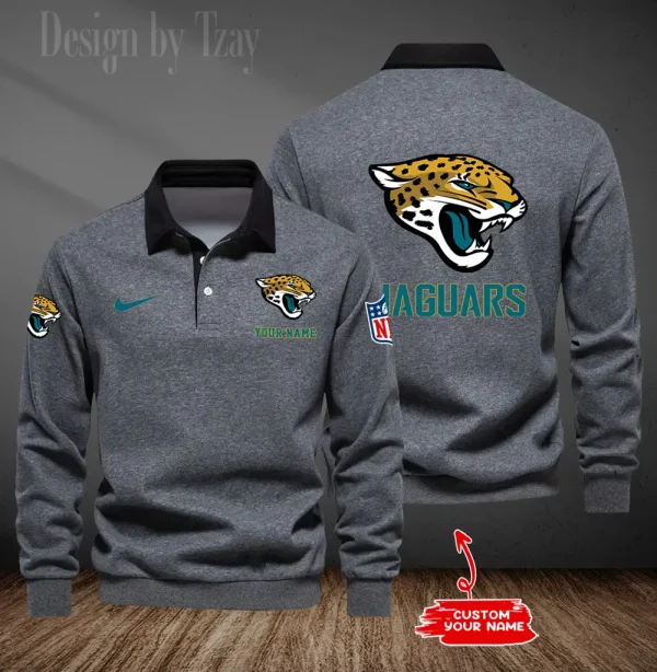 Jacksonville Jaguars Long Sleeve Men's Golf Polo Shirt SPTLSMGPS015 - Image 6