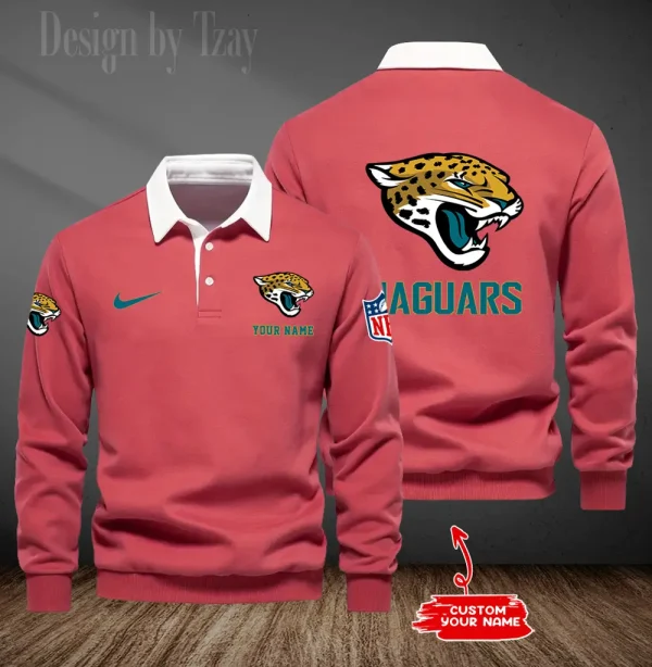 Jacksonville Jaguars Long Sleeve Men's Golf Polo Shirt SPTLSMGPS015
