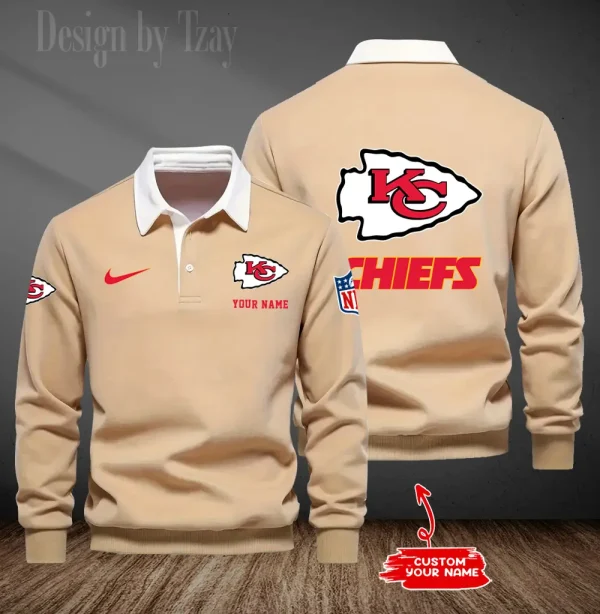 Kansas City Chiefs Long Sleeve Men's Golf Polo Shirt SPTLSMGPS016 - Image 6