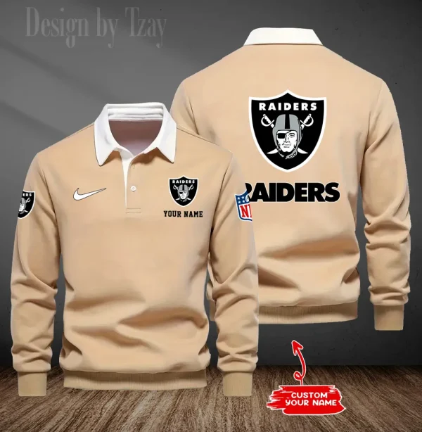 Las Vegas Raiders Long Sleeve Men's Golf Polo Shirt SPTLSMGPS017 - Image 2