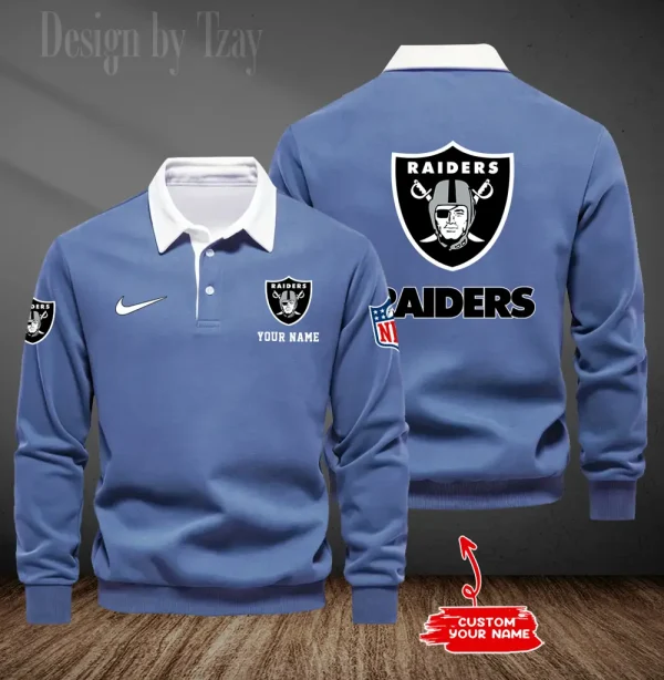 Las Vegas Raiders Long Sleeve Men's Golf Polo Shirt SPTLSMGPS017 - Image 4
