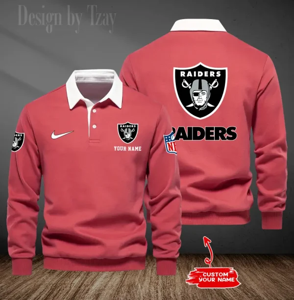 Las Vegas Raiders Long Sleeve Men's Golf Polo Shirt SPTLSMGPS017 - Image 6