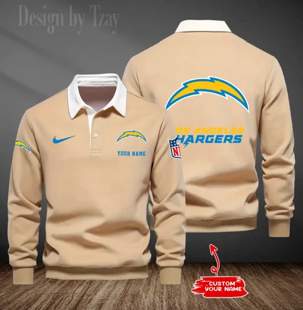 Los Angeles Chargers Long Sleeve Men's Golf Polo Shirt SPTLSMGPS018