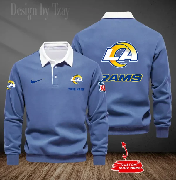 Los Angeles Rams Long Sleeve Men's Golf Polo Shirt SPTLSMGPS019
