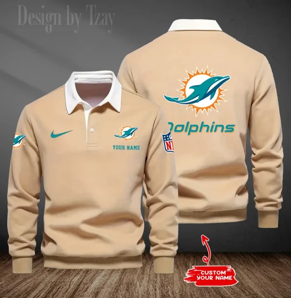 Miami Dolphins Long Sleeve Men's Golf Polo Shirt SPTLSMGPS020