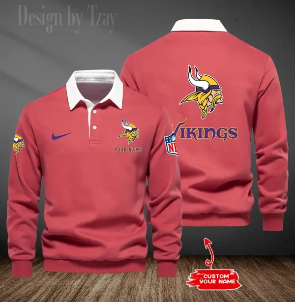 Minnesota Vikings Long Sleeve Men's Golf Polo Shirt SPTLSMGPS021