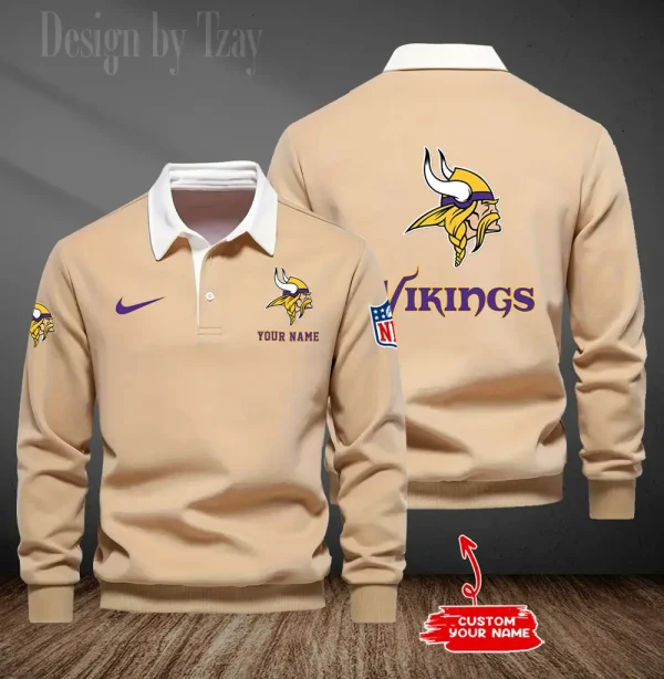 Minnesota Vikings Long Sleeve Men's Golf Polo Shirt SPTLSMGPS021 - Image 6
