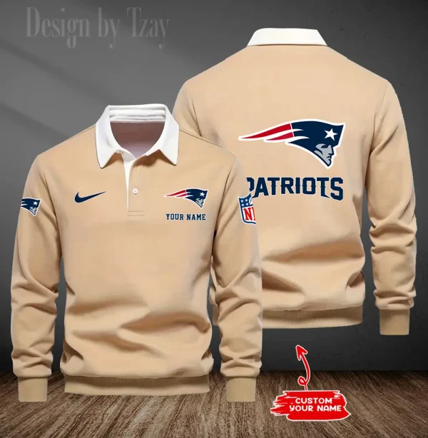 New England Patriots Long Sleeve Men's Golf Polo Shirt SPTLSMGPS022 - Image 3
