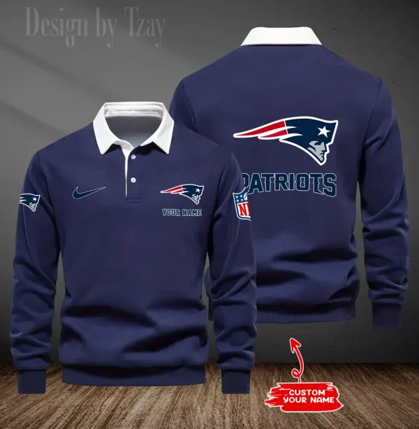 New England Patriots Long Sleeve Men's Golf Polo Shirt SPTLSMGPS022 - Image 5