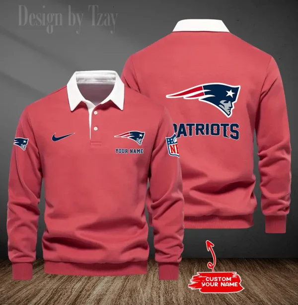 New England Patriots Long Sleeve Men's Golf Polo Shirt SPTLSMGPS022 - Image 6