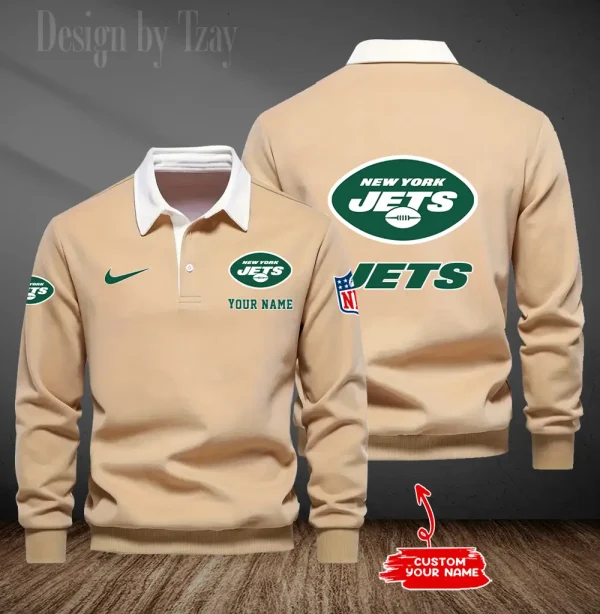 New York Jets Long Sleeve Men's Golf Polo Shirt SPTLSMGPS025 - Image 6