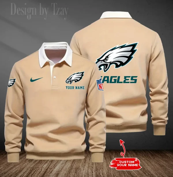 Philadelphia Eagles Long Sleeve Men's Golf Polo Shirt SPTLSMGPS026