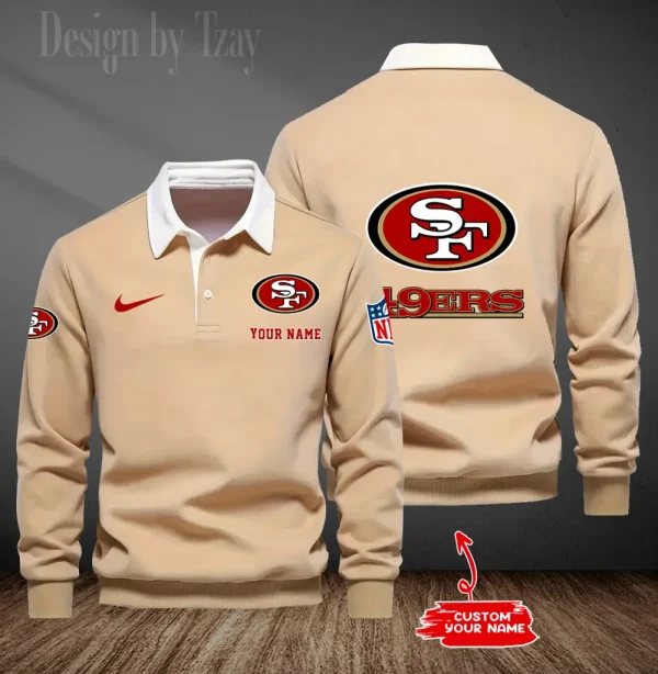 San Francisco 49ers Long Sleeve Men's Golf Polo Shirt SPTLSMGPS028 - Image 3