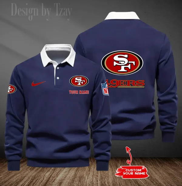 San Francisco 49ers Long Sleeve Men's Golf Polo Shirt SPTLSMGPS028 - Image 4