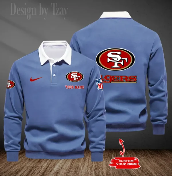 San Francisco 49ers Long Sleeve Men's Golf Polo Shirt SPTLSMGPS028 - Image 5