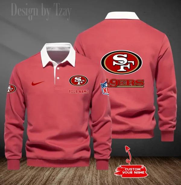 San Francisco 49ers Long Sleeve Men's Golf Polo Shirt SPTLSMGPS028